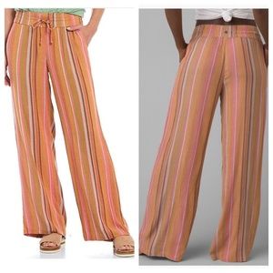 EUC prAna Fernie Beach Pants Tencel Coral Striped Size XL